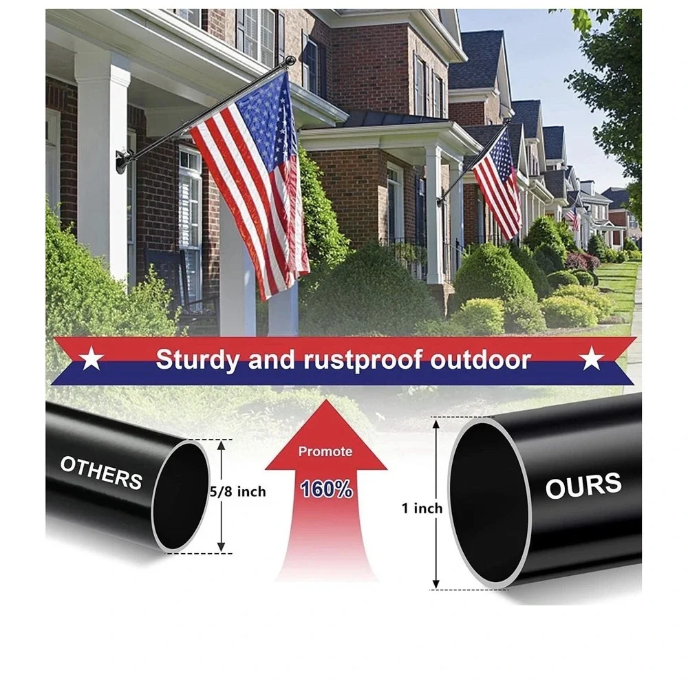 Flag Pole Holder for outside House - 5Ft Stainless Steel Heavy Duty Flagpole Kit